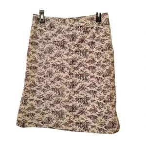 Gap Women's White & Black Floral Cotton/Spandex Straight Pencil Skirt